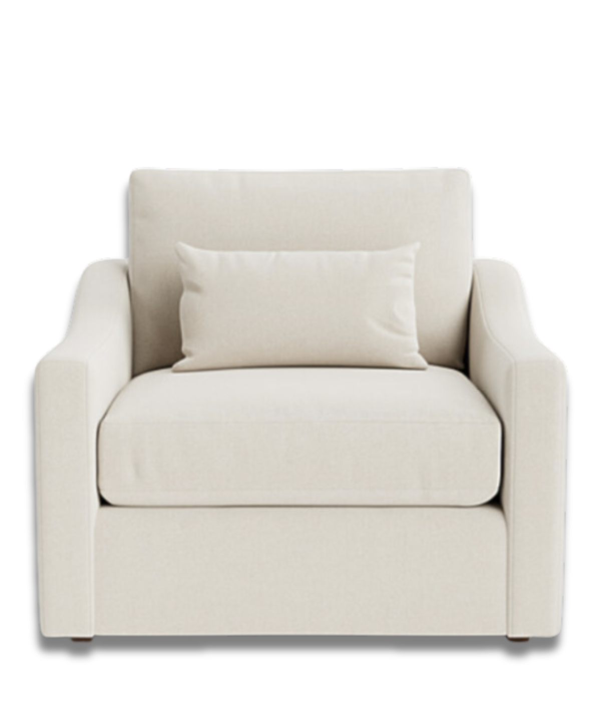 Rue & Williams Home cream-colored custom club chair with matching lumbar pillow, showcasing timeless elegance and comfort. Handcrafted with premium materials, this customizable piece is perfect for elevating any living space. Personalize your comfort with optional fill upgrades. Shop now at Rue & Williams Home.