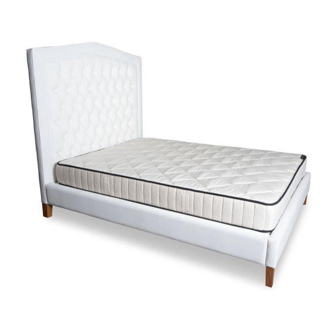 Side view of The Joy Bed by Rue and Williams with tufting an alternative to Bob Williams Mitchell Gold Customize your fabric and size